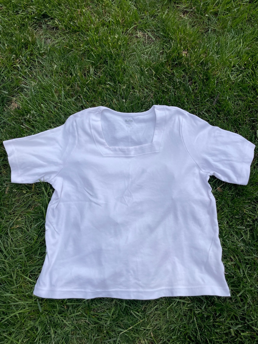 Clean Girl Crisp White Square Neck Short Sleeve Tee Spring Essential Basics XL